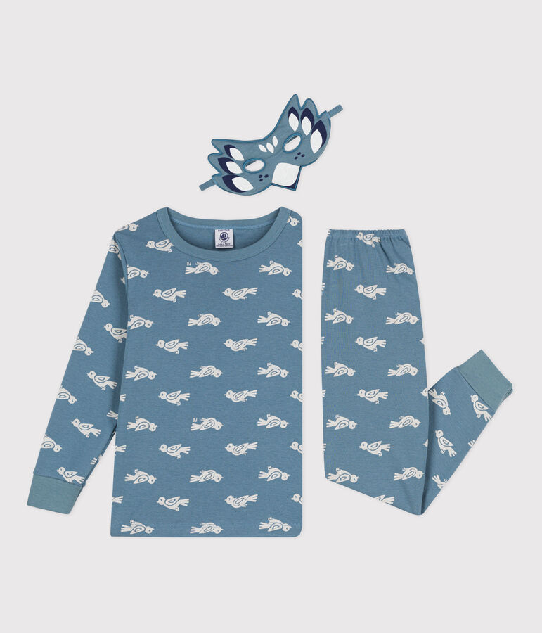 Pyjama oiseau avec masque en coton enfant bleu ROVER/blanc MARSHMALLOW