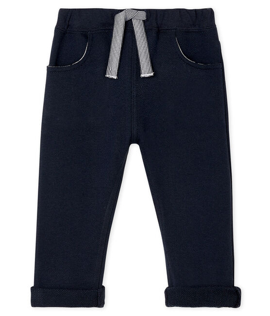 Pantalon bébé garçon en molleton uni bleu SMOKING