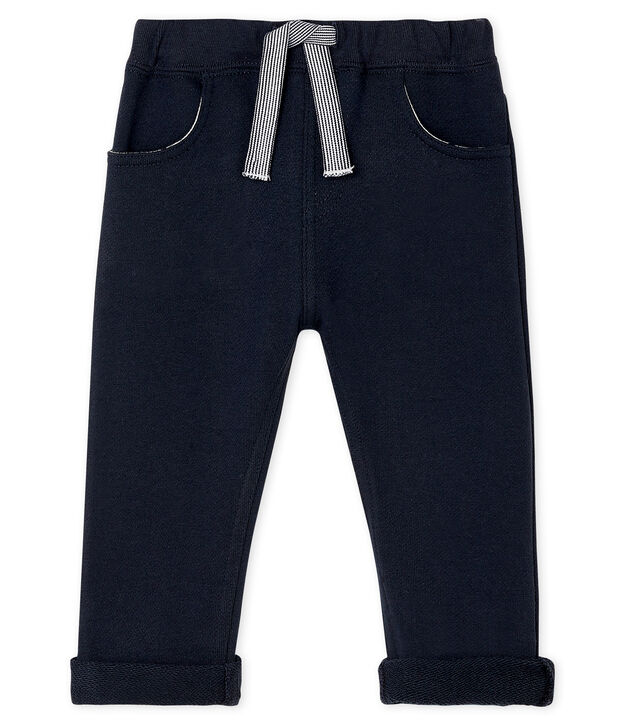 Pantalon b&eacute;b&eacute; gar&ccedil;on en molleton uni bleu marine