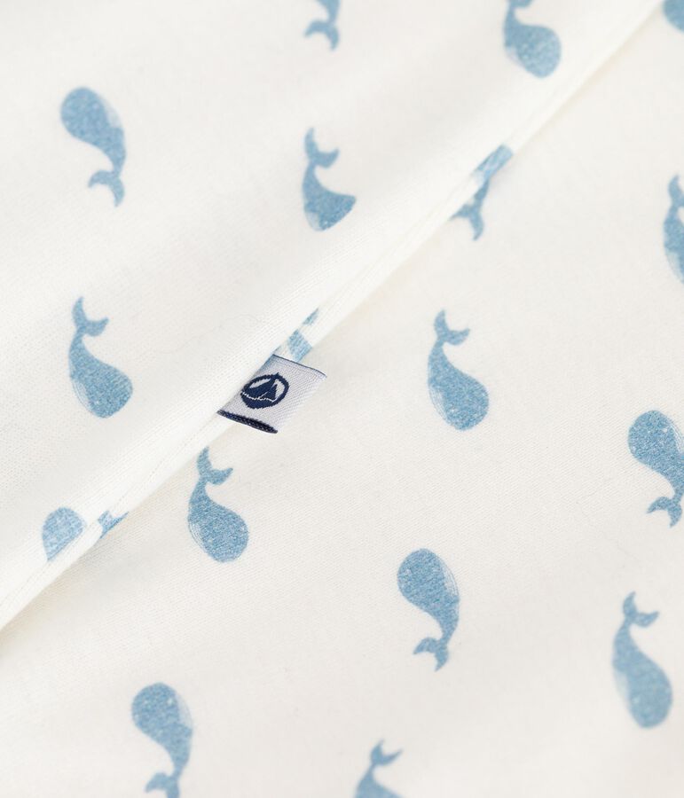 Bodyjama b&eacute;b&eacute; sans pieds en coton imprim&eacute; baleines MARSHMALLOW/ ADRIATIC