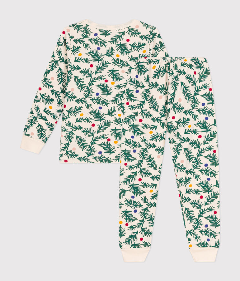 Pyjama en molleton gratt&eacute; imprim&eacute; sapin de No&euml;l enfant blanc AVALANCHE/ MULTICO
