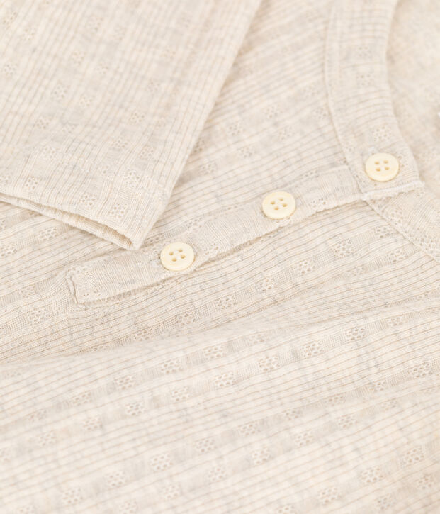 Tee-shirt en coton enfant fille beige chin&eacute;