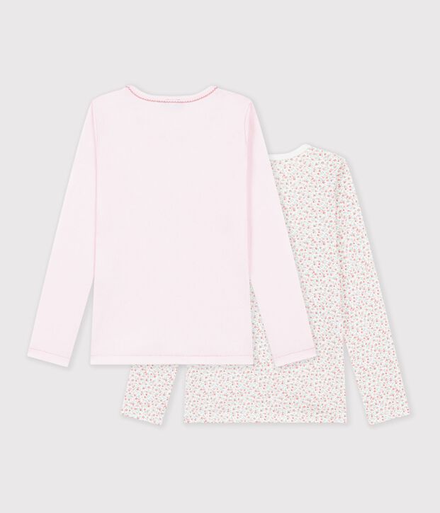 Lot de tee-shirts enfant en coton manches longues &agrave; fleurs multicouleur