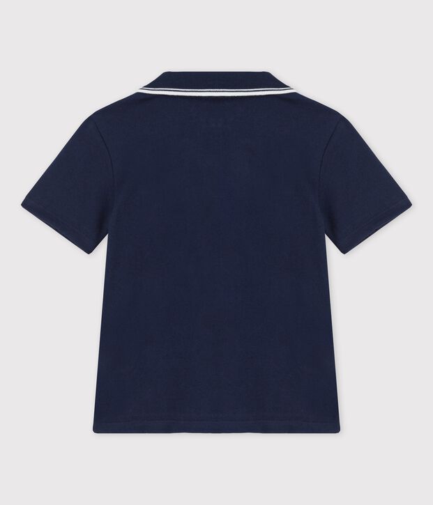 Polo manches courtes en jersey enfant gar&ccedil;on bleu marine