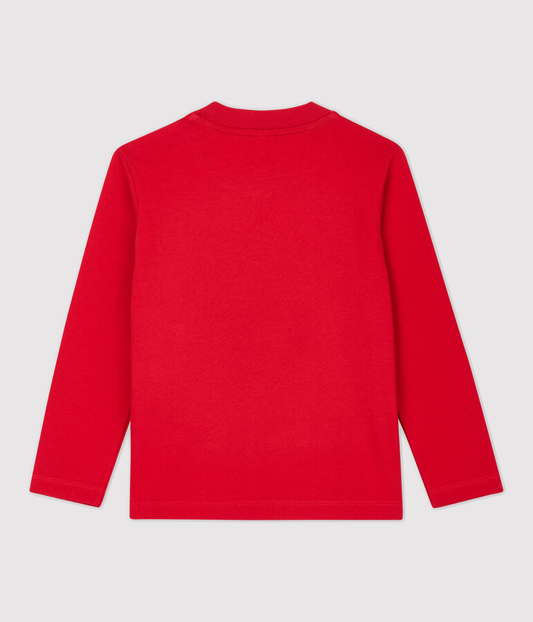 Tee-shirt manches longues en coton enfant gar&ccedil;on rouge TERKUIT