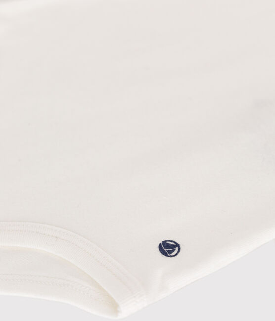 Body manches courtes bébé col polo en coton blanc MARSHMALLOW