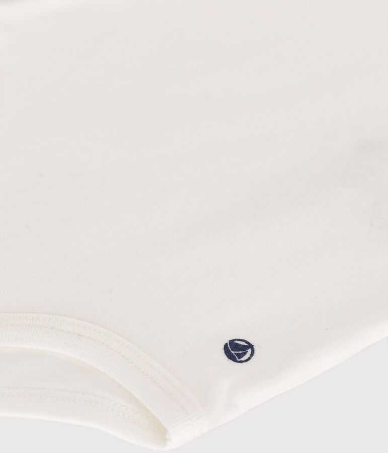 Body manches courtes b&eacute;b&eacute; col polo en coton blanc MARSHMALLOW