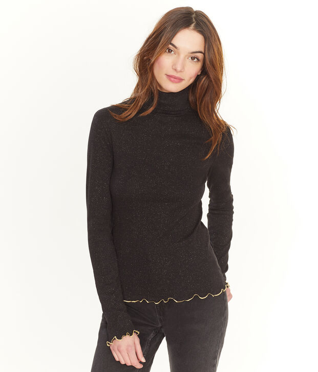 Sous pull paillet&eacute; femme noir/jaune