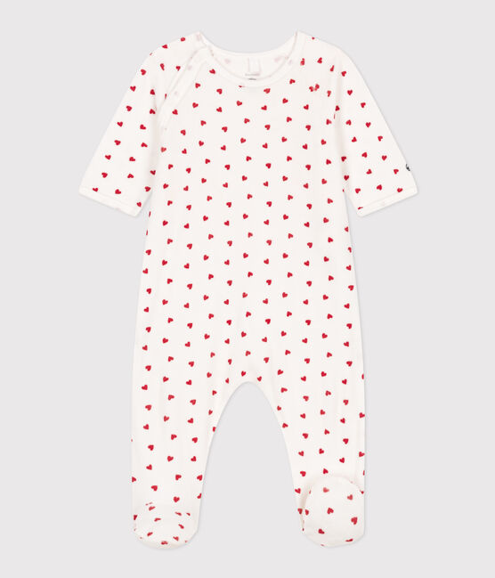 Pyjama bébé coeur en velours blanc MARSHMALLOW/rouge TERKUIT