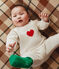 Ensemble en tricot laine et coton motif coeur bébé rouge MARSHMALLOW/blanc CORRIDA