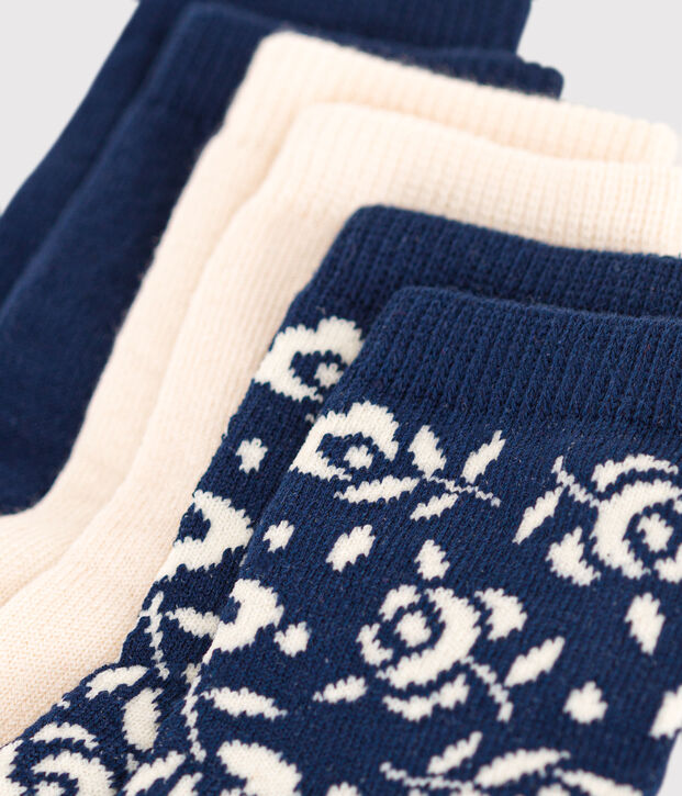 3 paires de chaussettes en coton fleurs b&eacute;b&eacute; multicouleur
