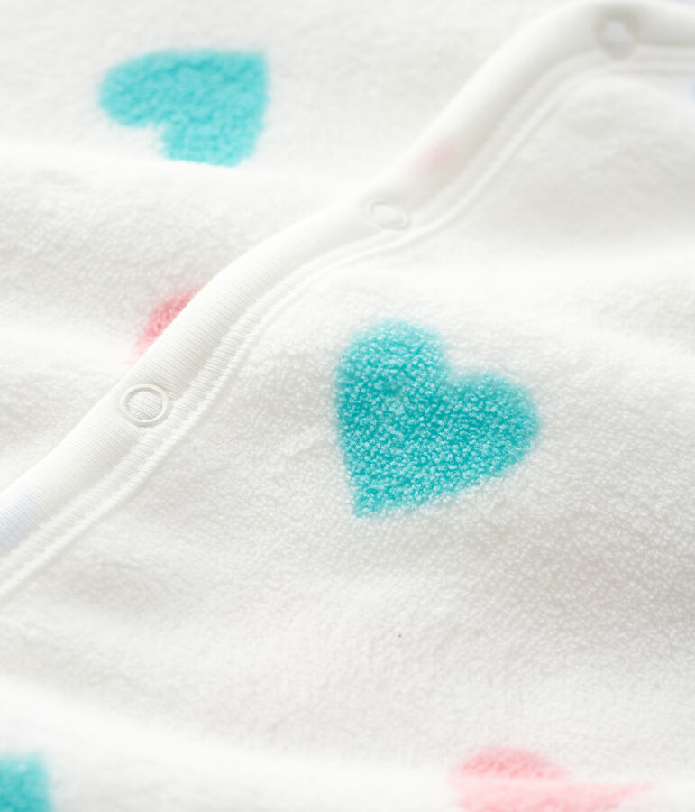 Surpyjama &agrave; c&oelig;urs b&eacute;b&eacute; en polaire blanc MARSHMALLOW/blanc MULTICO