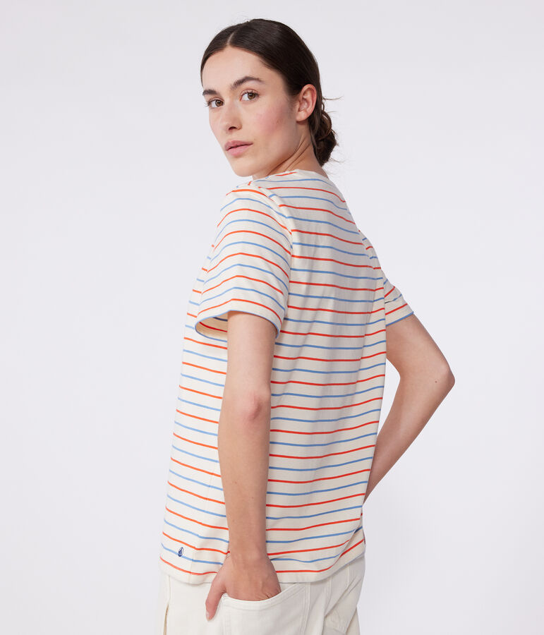 Tee-shirt Femme Le Droit en coton ray&eacute; blanc AVALANCHE/ MULTICO