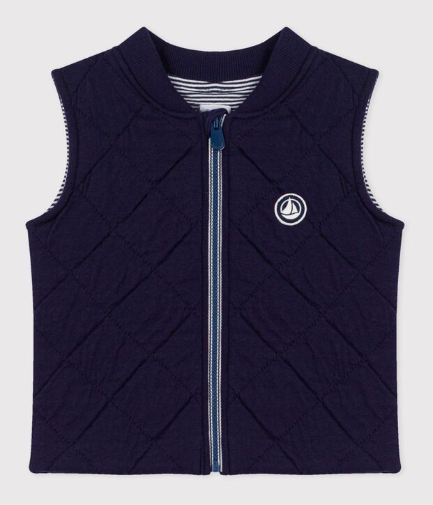 Doudoune b&eacute;b&eacute; sans manche en coton matelass&eacute; bleu marine