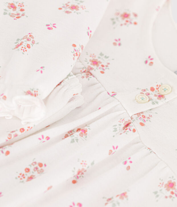 Pyjama en coton  imprim&eacute; &agrave; fleurs enfant blanc/multicouleur