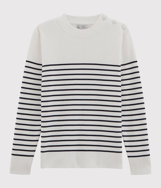 Pull marin Homme blanc MARSHMALLOW/bleu SMOKING