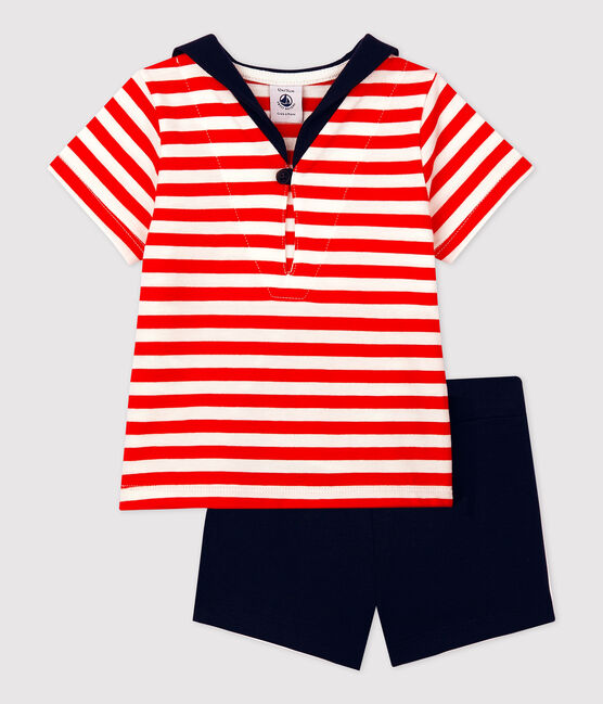 Ensemble deux pièces style marin bébé rouge PEPS/blanc MULTICO