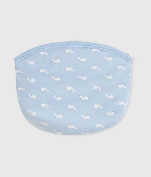 Pochette b&eacute;b&eacute; en coton imprim&eacute; baleines bleu/blanc