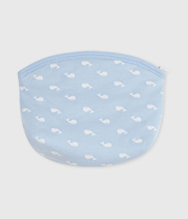 Pochette b&eacute;b&eacute; en coton imprim&eacute; baleines bleu TOUDOU/blanc MARSHMALLOW