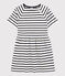 Robe manches courtes en coton enfant fille blanc MARSHMALLOW/bleu SMOKING