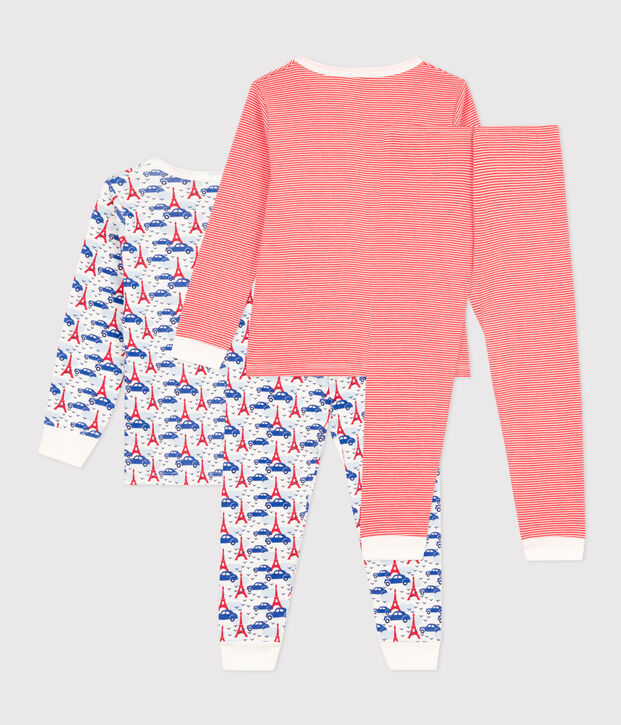 Lot de 2 pyjamas Paris et ray&eacute; en coton enfant multicouleur
