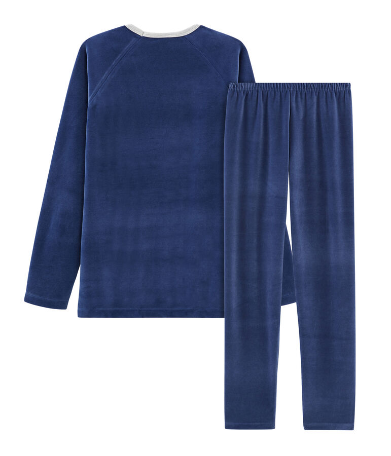 Pyjama gar&ccedil;on en velours bleu/bleu