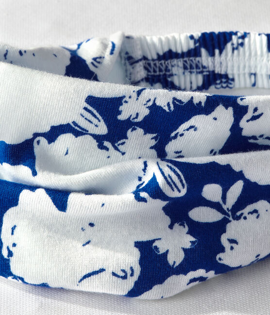 Fichu fille imprimé blanc MARSHMALLOW/bleu PERSE