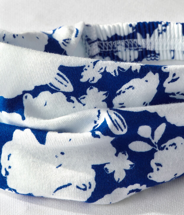 Fichu fille imprim&eacute; blanc/bleu