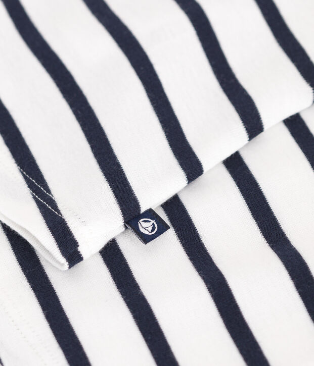 Blouse b&eacute;b&eacute; en coton sans manches ray&eacute;e blanc/bleu