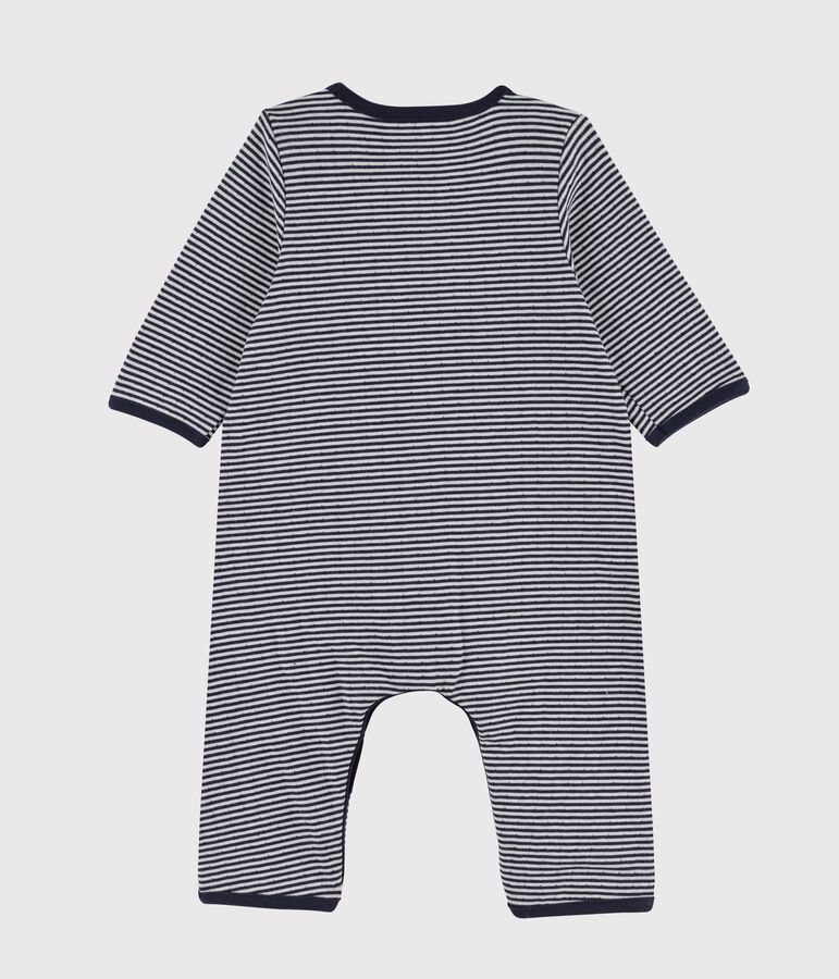 Combinaison longue b&eacute;b&eacute; en tubique ray&eacute; bleu SMOKING/blanc MARSHMALLOW