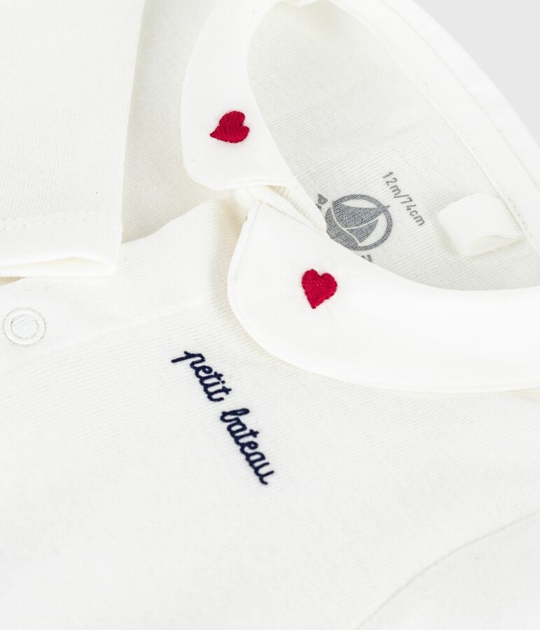 Body b&eacute;b&eacute; &agrave; col brod&eacute; et message en poitrine rouge MARSHMALLOW/blanc CORRIDA