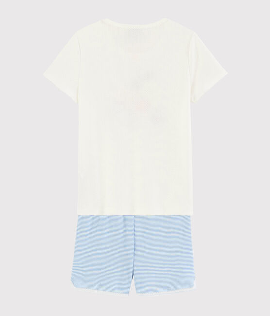 Pyjacourt motif fruits d'été petite fille en coton blanc MARSHMALLOW/blanc MULTICO