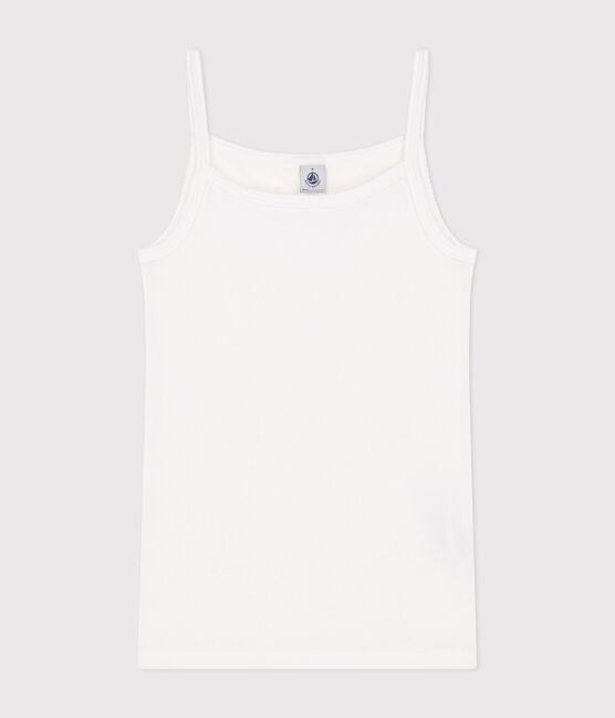 Chemise à bretelles en coton femme blanc ECUME
