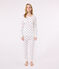 Pyjama femme en coton imprimé cœurs blanc MARSHMALLOW/blanc MULTICO