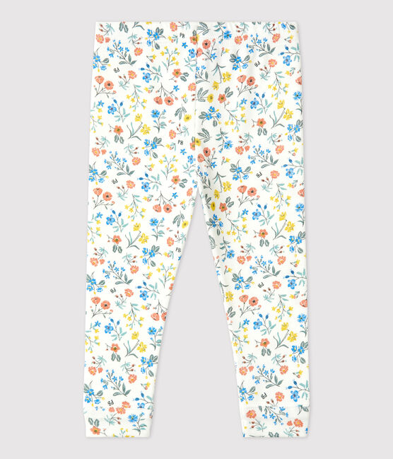 Legging imprimé fleuri en coton bébé blanc MARSHMALLOW/blanc MULTICO
