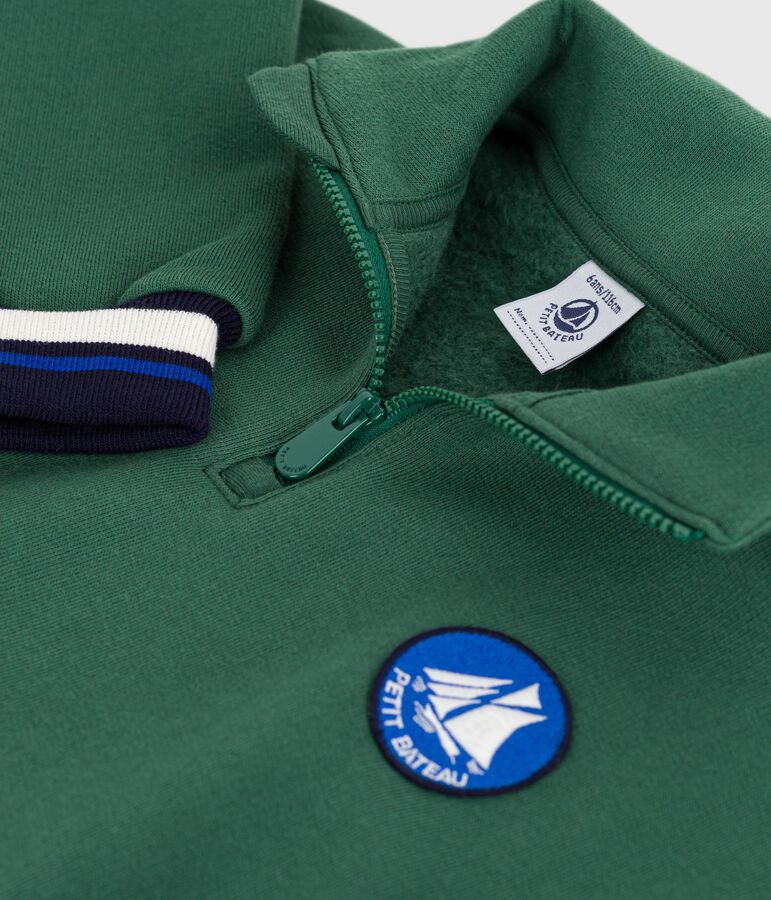 Sweatshirt camionneur enfant en coton uni vert WILLOW