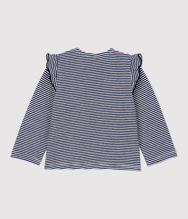 Cardigan en coton b&eacute;b&eacute;. bleu/blanc