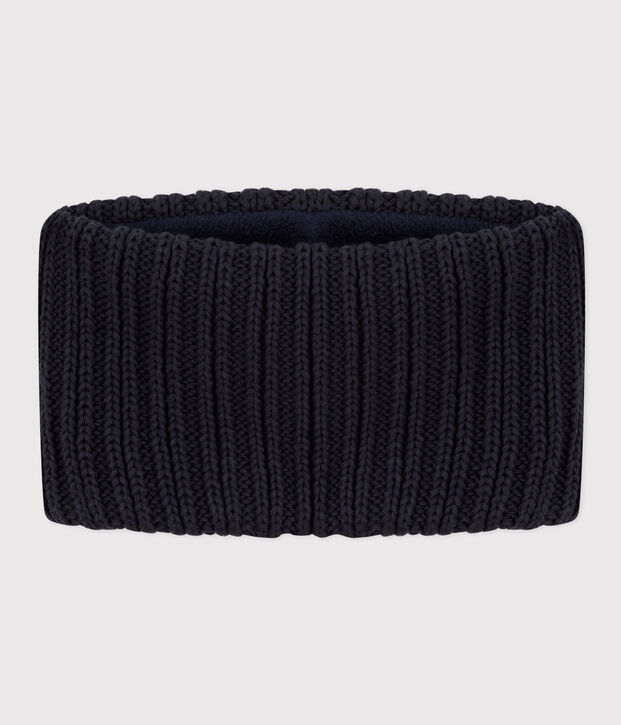Snood en tricot doubl&eacute; en polaire b&eacute;b&eacute;/enfant gar&ccedil;on-fille bleu marine