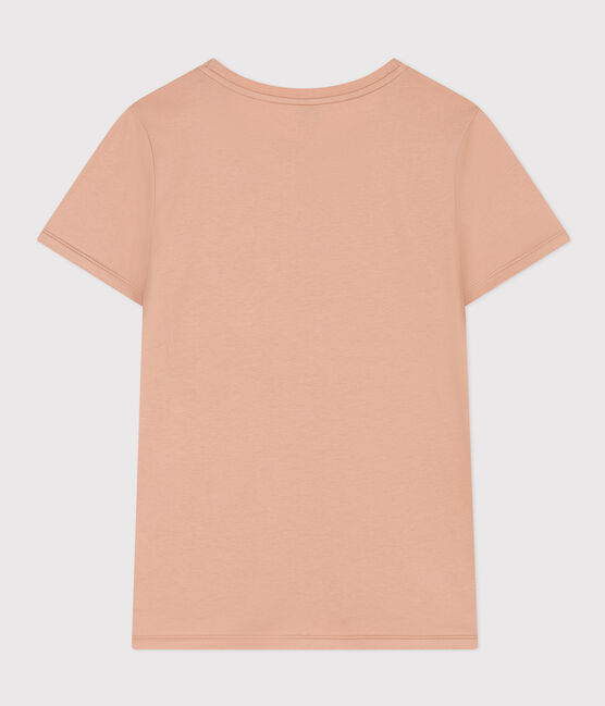Tee-shirt LE DROIT col rond en coton Femme beige VINTAGE