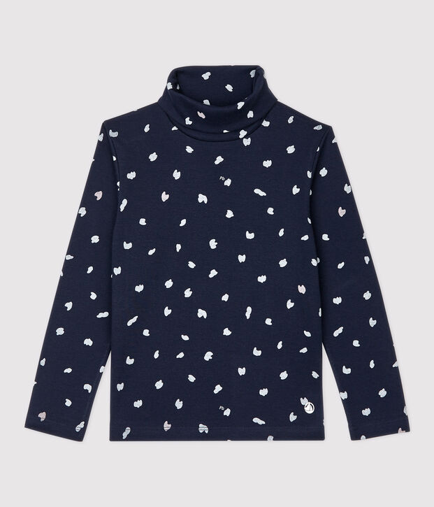 Sous-pull en coton enfant fille bleu/multicouleur