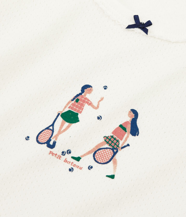 Pyjama petite fille en c&ocirc;te blanc MARSHMALLOW/rose ROSAKO