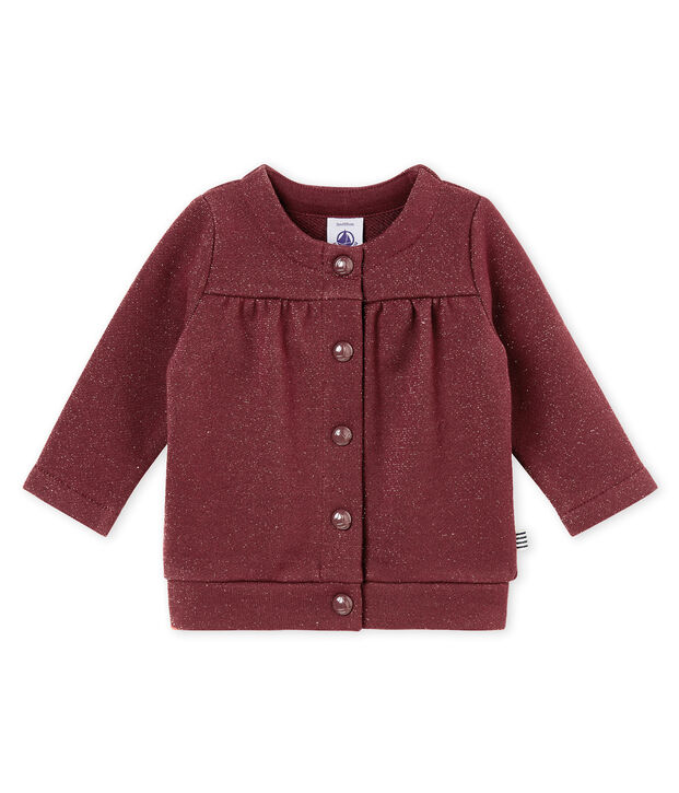 Cardigan b&eacute;b&eacute; fille en molleton brillant rouge/jaune