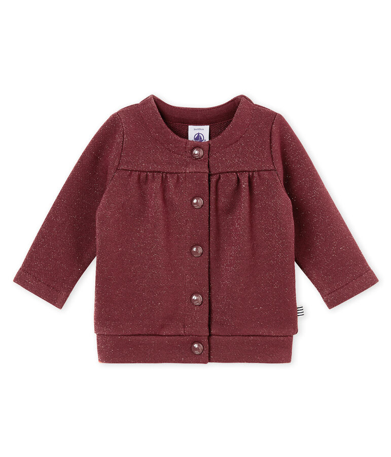 Cardigan b&eacute;b&eacute; fille en molleton brillant rouge OGRE/jaune DORE