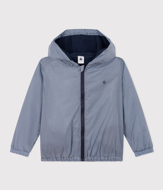 Coupe vent chaud en polyester recyclé enfant fille/garçon bleu SMOKING/blanc MARSHMALLOW