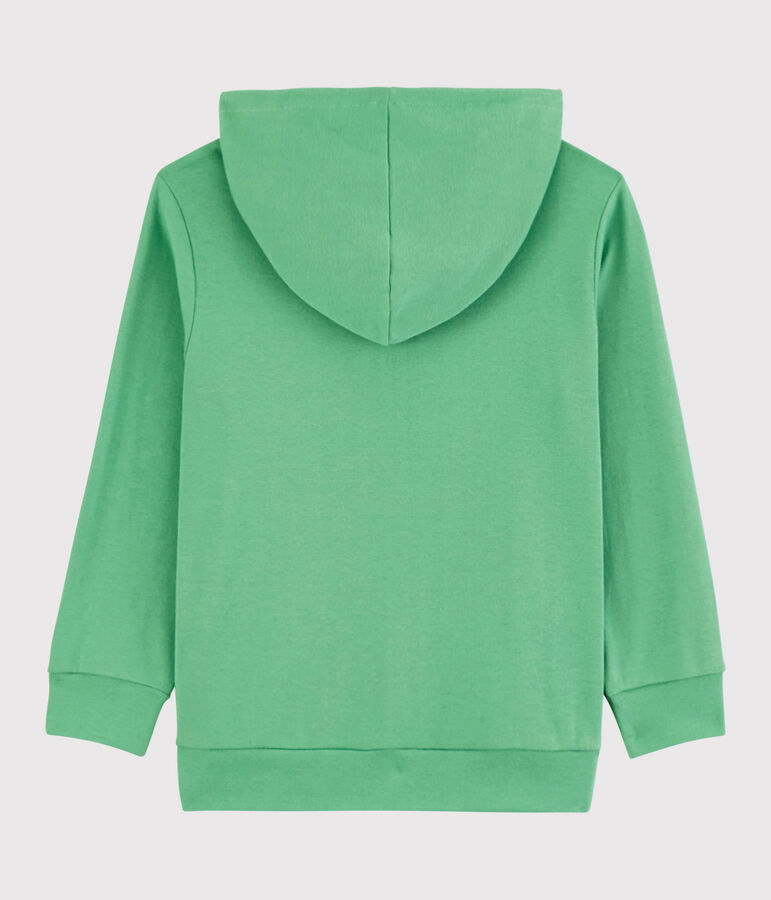 Sweatshirt zipp&eacute; &agrave; capuche en coton enfant gar&ccedil;on vert ALOEVERA