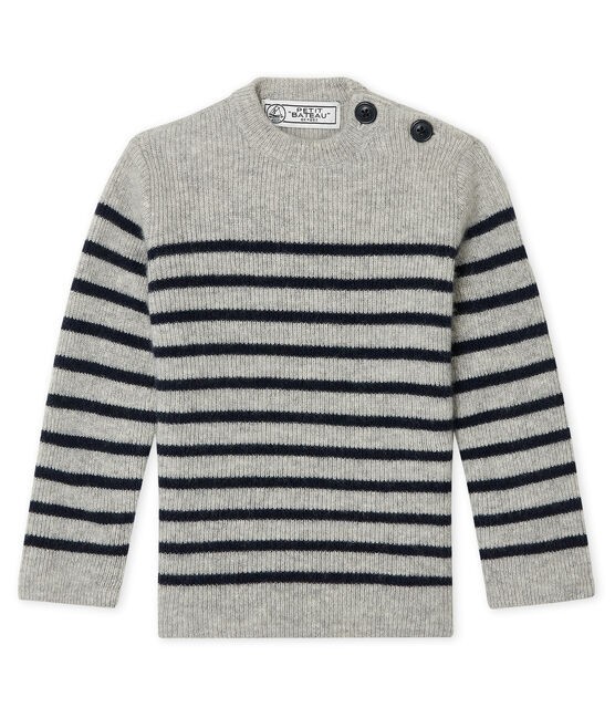Pull en cachemire bébé garçon gris BELUGA/bleu SMOKING
