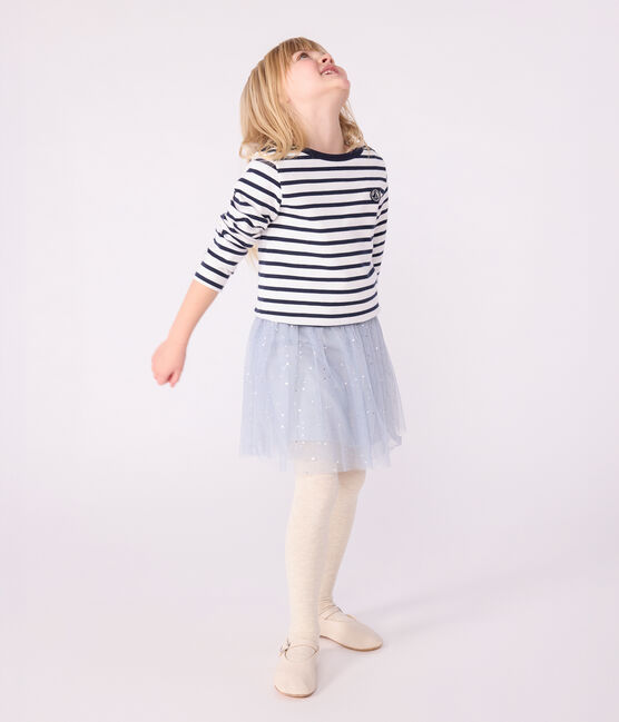 Marinière en coton enfant fille / garçon blanc MARSHMALLOW/bleu SMOKING