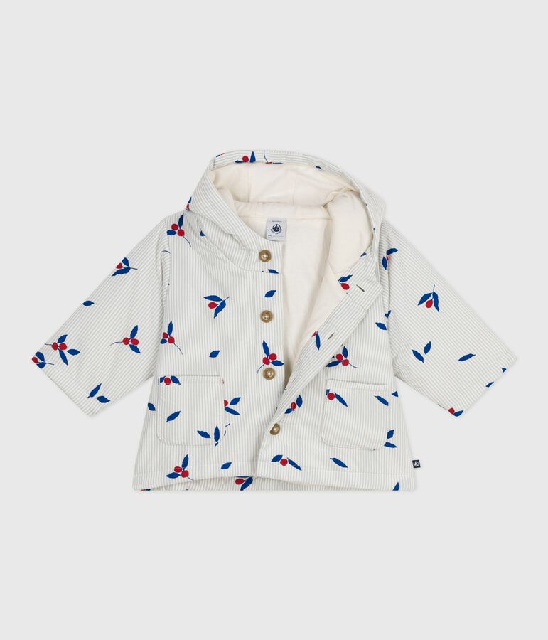 Manteau &agrave; capuche b&eacute;b&eacute; ouatin&eacute; en popeline imprim&eacute;e baie CO2/ MULTICO