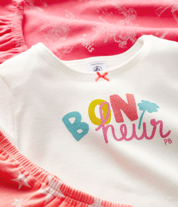 Lot de 2 pyjacourts petite fille en coton multicouleur