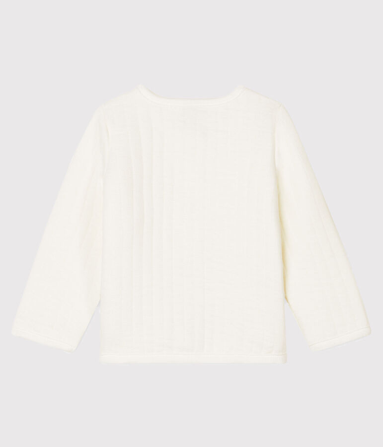 Cardigan b&eacute;b&eacute; fille - gar&ccedil;on en tubique matelass&eacute; blanc MARSHMALLOW